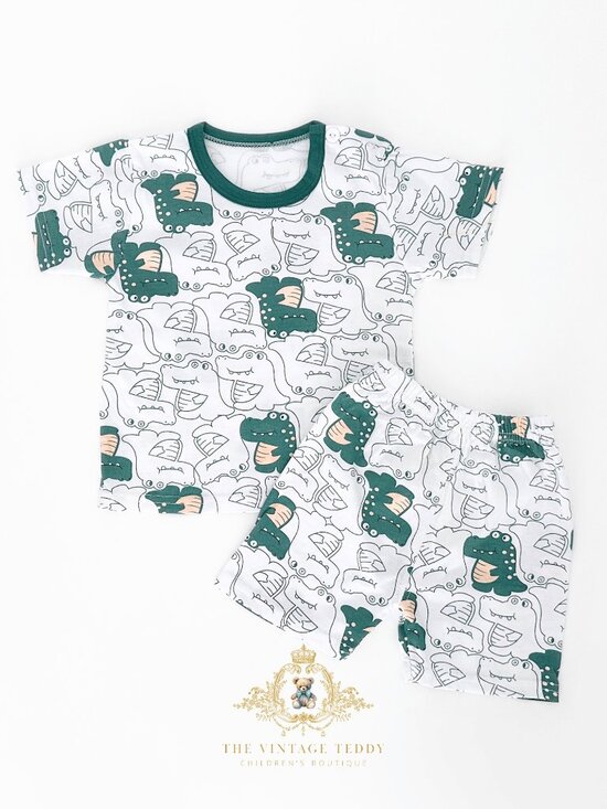 The Vintage Teddy Other - NWT Cute Boys Matching Set Kids T-shirt & Shorts 2-Piece Cotton Alligator 9-12M